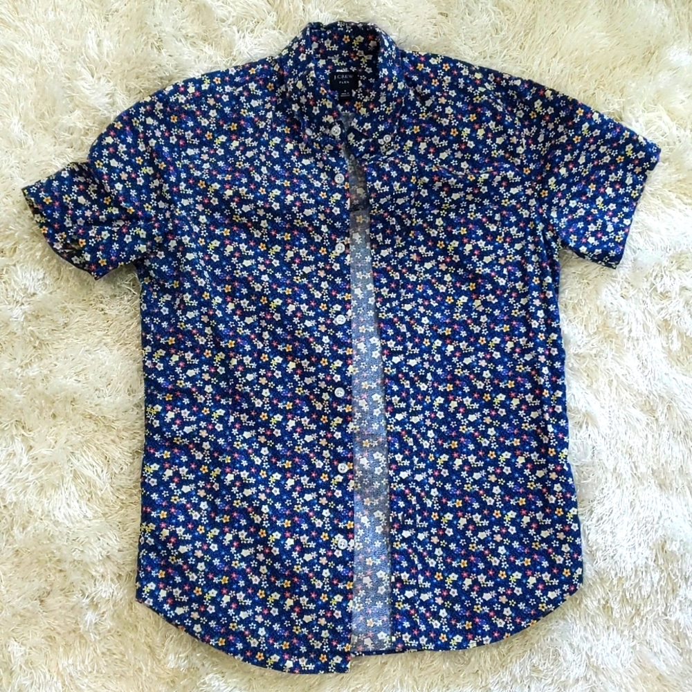 J. Crew Flex Floral Button Down Short Sleeve Shirt